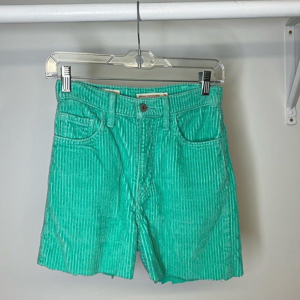 Levi’s Green Corduroy Cutoff Shorts- 24